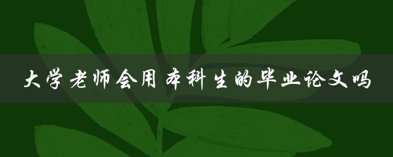 大学老师会用本科生的毕业论文吗