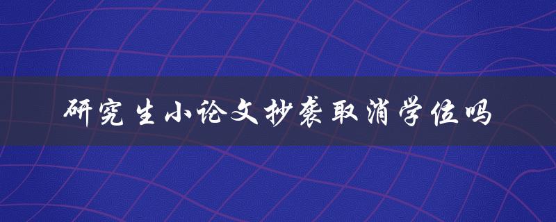 研究生小论文抄袭取消学位吗