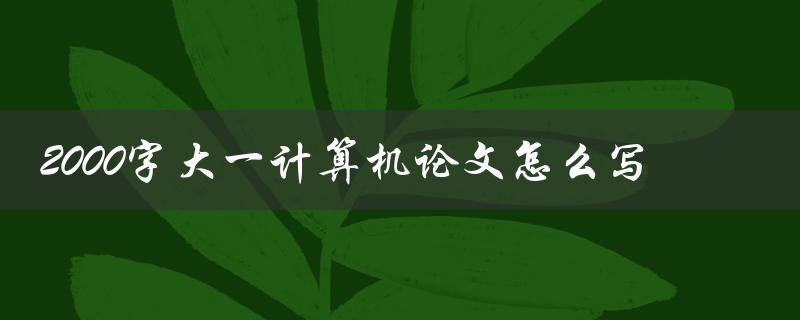 2000字大一计算机论文怎么写