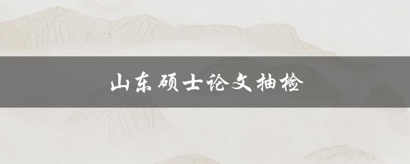 山东硕士论文抽检(如何应对抽检风险)