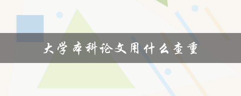 大学本科论文用什么查重(论文查重高效工具)