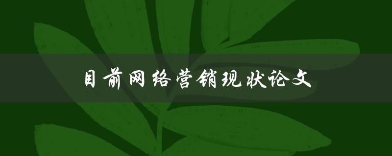 目前网络营销现状论文如何撰写