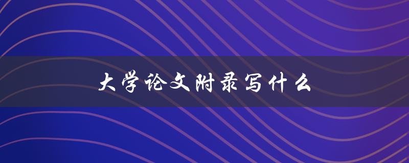 大学论文附录写什么(应该包含哪些内容)