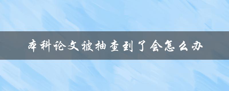 本科论文被抽查到了会怎么办