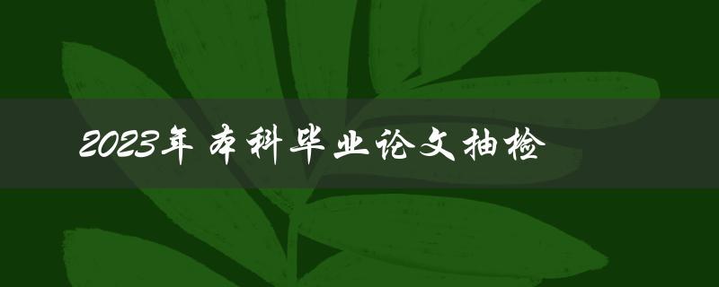 2023年本科毕业论文抽检你需要了解的所有信息是什么