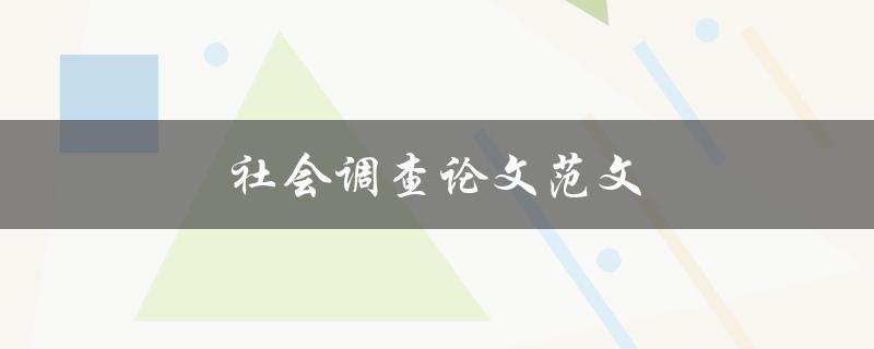 社会调查论文范文(如何撰写高质量的调查论文)