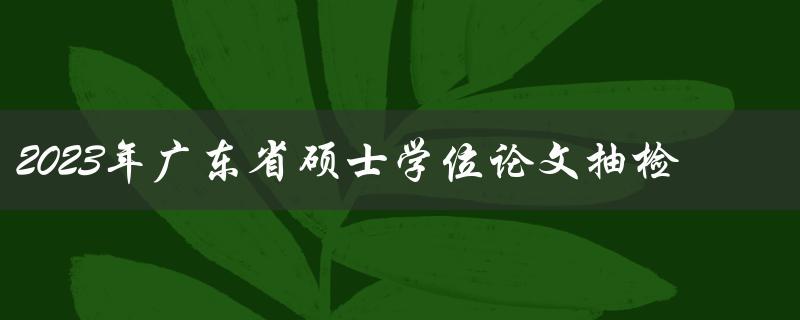 2023年广东省硕士学位论文抽检是什么