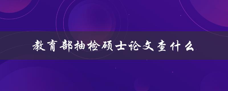 教育部抽检硕士论文查什么