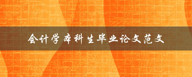 你有没有一个会计学本科生毕业论文范文