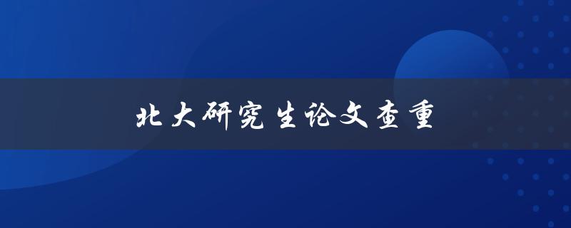 北大研究生论文查重(如何有效应对)