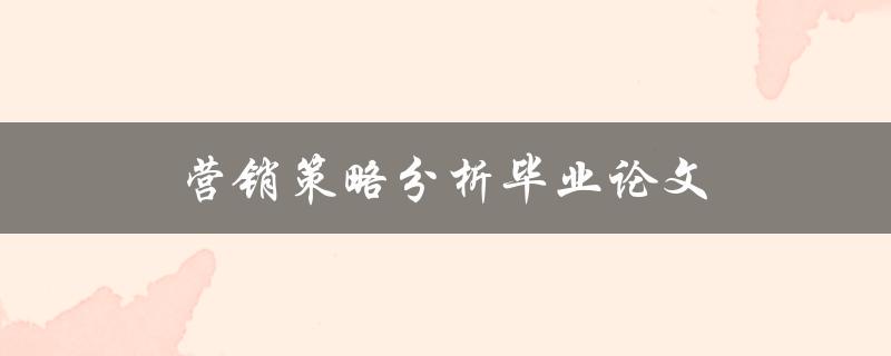 营销策略分析毕业论文(如何进行有效的市场调研和数据分析)