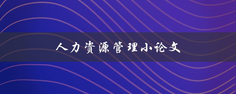 人力资源管理小论文(如何撰写高质量的论文)