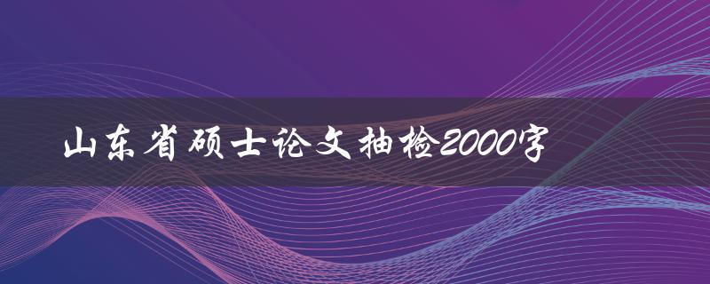 山东省硕士论文抽检2000字