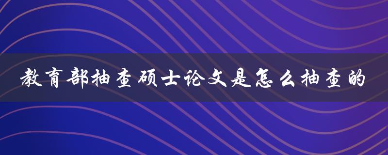 教育部抽查硕士论文是怎么抽查的