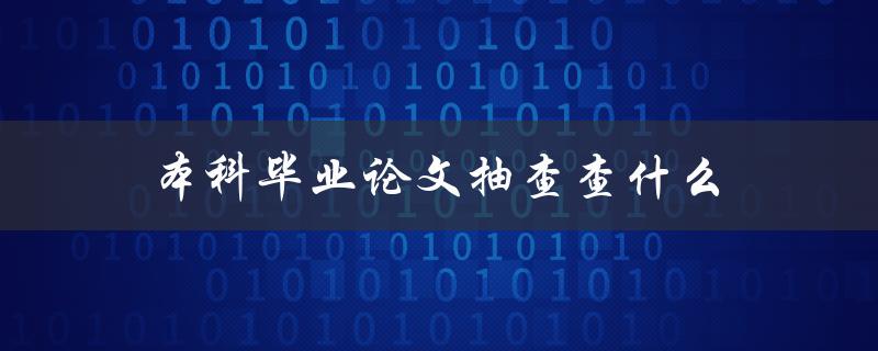 本科毕业论文抽查查什么(有哪些重点关注的方面)