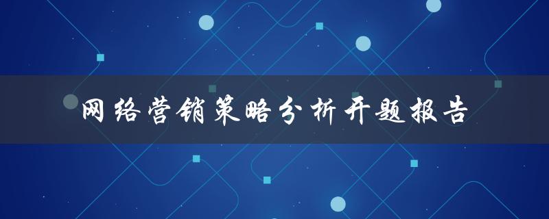 网络营销策略分析开题报告